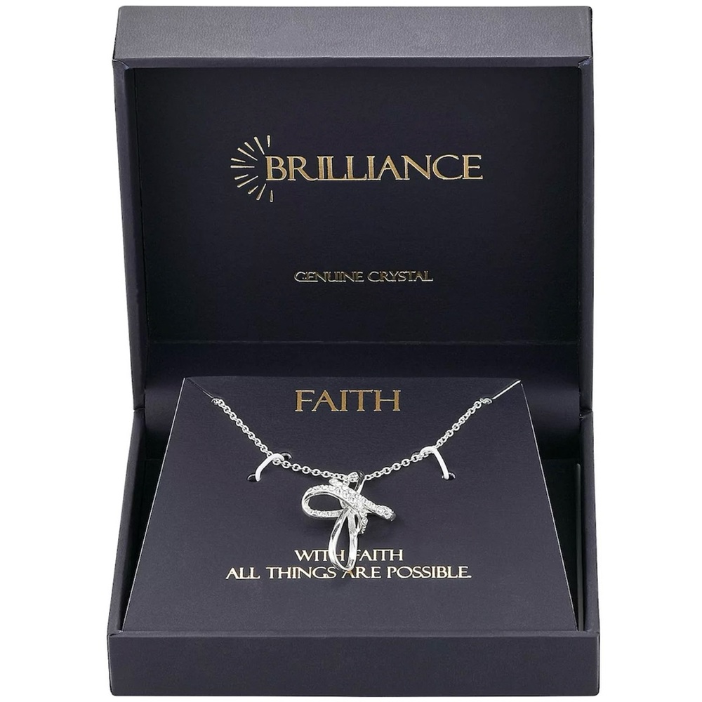 NWT Brilliance Crystal Twist Cross Necklace
